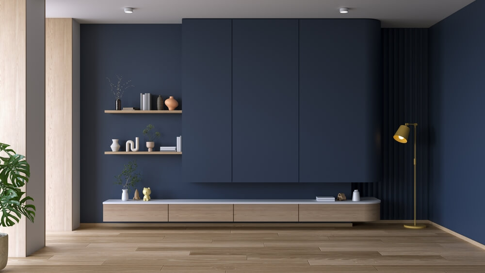 Blue wall mount Tv unit